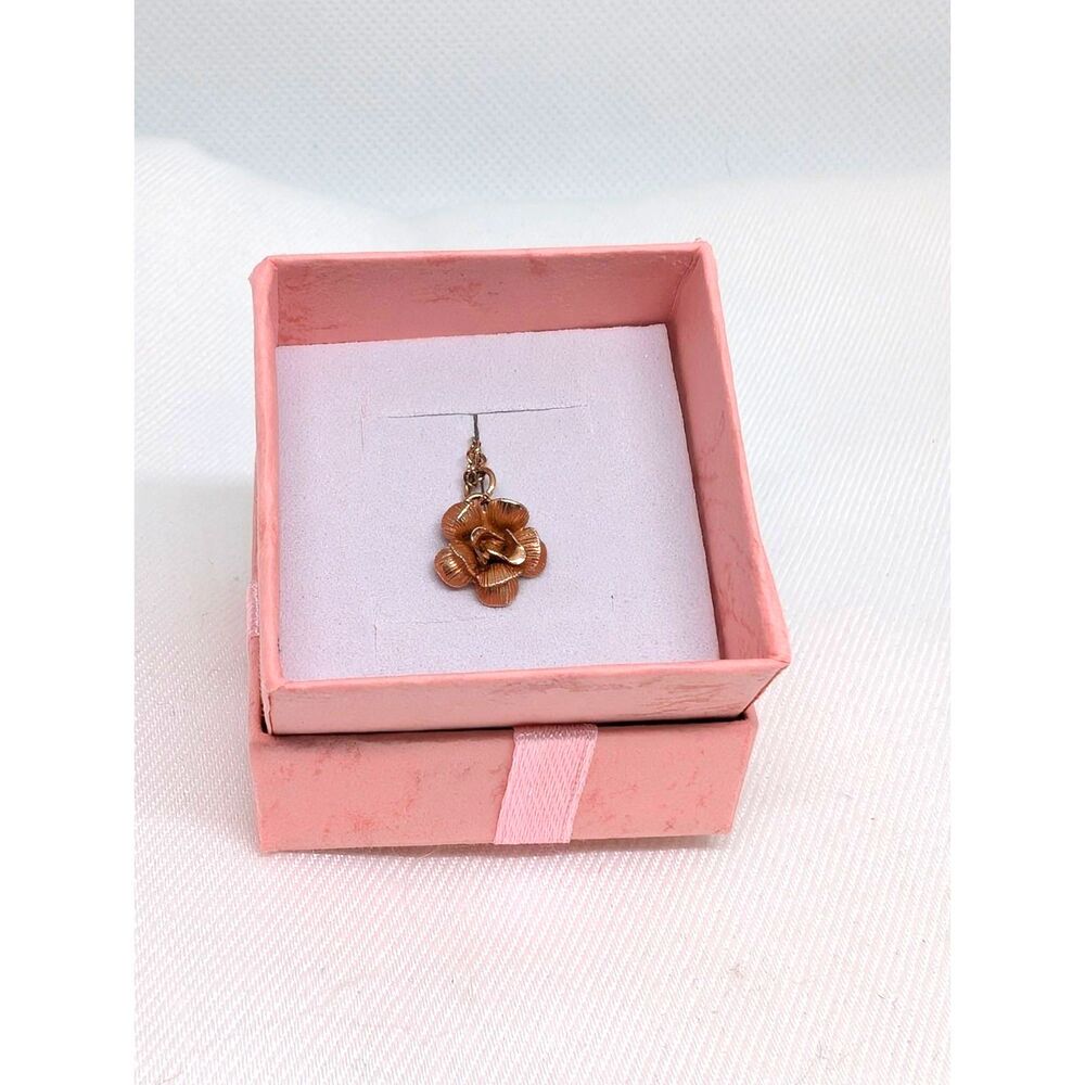 Vintage Krementz Rose & Yellow Gold Filled Pendant Rose Necklace